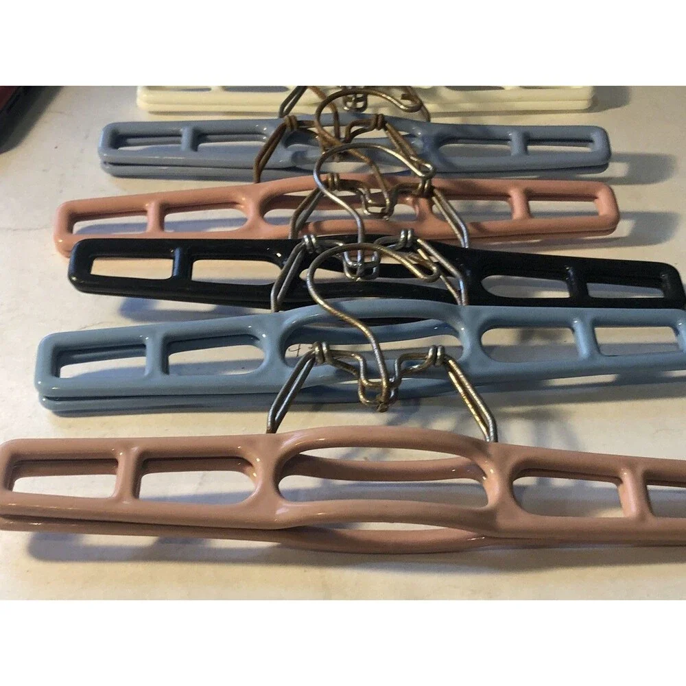 8 Retro Skirt Pants Slacks Hangers Acrylic Multi  Colors Clamp Hangers 11” Tamor
